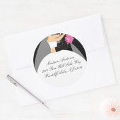 Zwart-wit bride en Groom adres label sticker (Envelop)