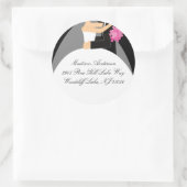 Zwart-wit bride en Groom adres label sticker (Tas)