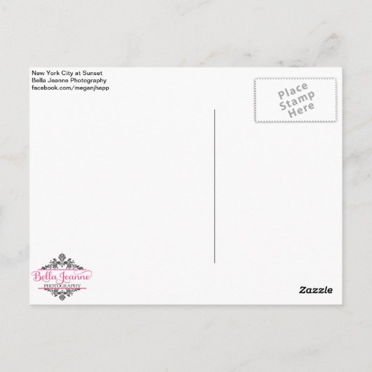 Zwart-wit Briefkaart van de Stad van New York (Achterkant)