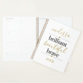 Zwart Wit Briljant Schoon Moedig Script Naam  Planner (Display)
