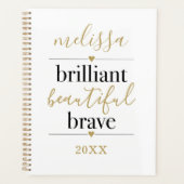 Zwart Wit Briljant Schoon Moedig Script Naam Planner (Voorkant)