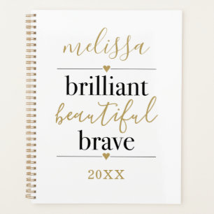 Zwart Wit Briljant Schoon Moedig Script Naam Planner