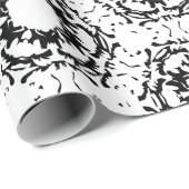 Zwart-wit Brocade Patroon Cadeaupapier (Rol Hoek)