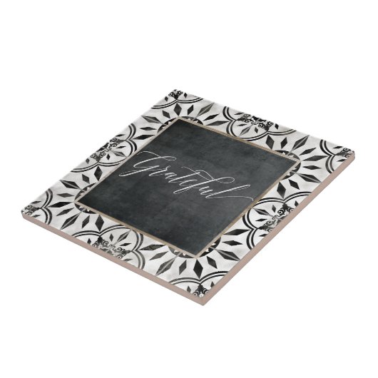 Zwart wit brochbord met grateful Script-alkboard Tegeltje (Zijkant)