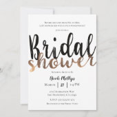 Zwart Wit Brons Modern Glam Vrijgezellenfeest Kaart (Voorkant)