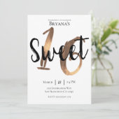 Zwart Wit Brons Modern Zoet 16 Verjaardagsfeest Kaart (Staand voorkant)