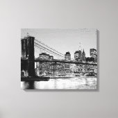 zwart-wit Brooklyn Bridge Canvas Afdruk (Voorkant)