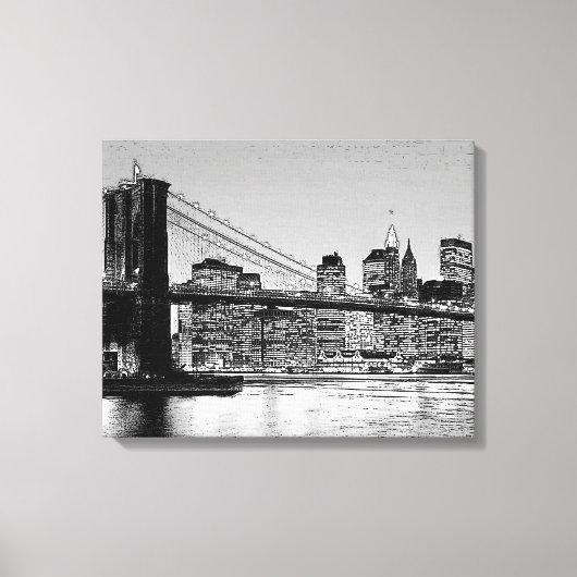 zwart-wit Brooklyn Bridge Canvas Afdruk (Voorkant)