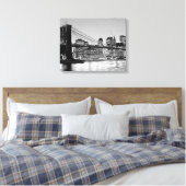 zwart-wit Brooklyn Bridge Canvas Afdruk (Insitu (Slaapkamer))