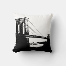 Zwart & Wit Brooklyn Bridge New York City kussen