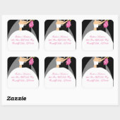 Zwart & Wit Bruid & bruidegom Adres Vierkante Stic Vierkante Sticker (Vel)