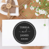 Zwart & wit bruid bruidegom naam datum bruiloft gu ronde sticker