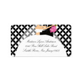 Zwart-wit bruid & bruidegom retour adreslabel etiket (Voorkant)