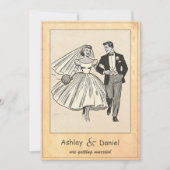  zwart-wit bruid bruidegom stripbruiloft kaart (Voorkant)