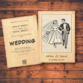  zwart-wit bruid bruidegom stripbruiloft kaart