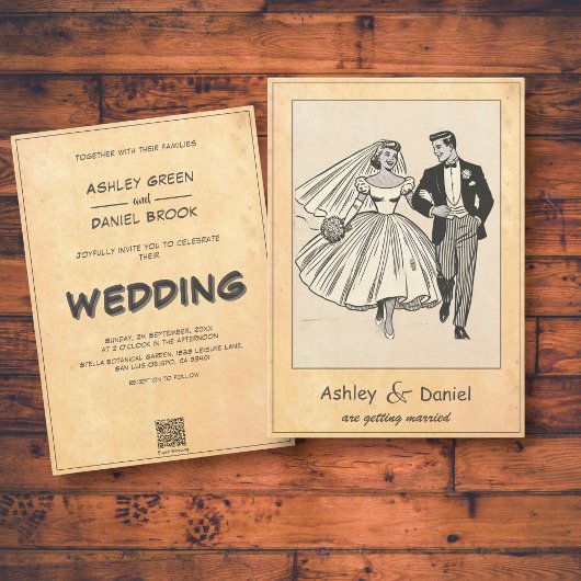  zwart-wit bruid bruidegom stripbruiloft kaart