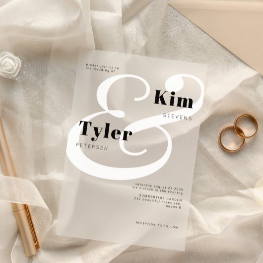 Zwart-wit bruid en bruidegom namen bruiloft acryl uitnodigingen