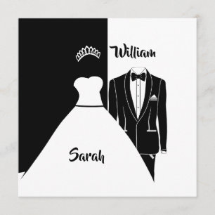 Zwart-wit bruid en bruidegom trouw engagement kaart
