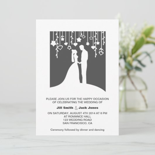 Zwart-wit bruid en bruin papier, geslepen kaart (Staand voorkant)