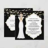 Zwart wit bruidbruin jurk licht chic kaart (Voorkant / Achterkant)