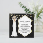 Zwart wit bruidbruin jurk licht chic kaart (Staand voorkant)
