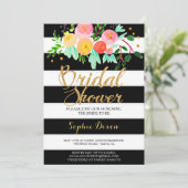 Zwart & Wit Bruids Douche Uitnodiging (Staand voorkant)