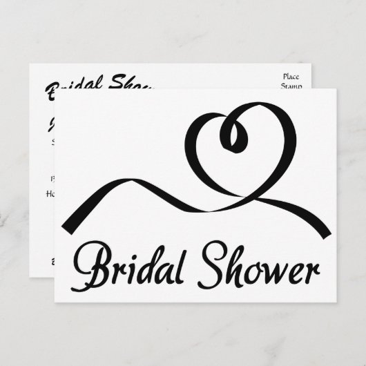 Zwart-wit bruids Douche Uitnodiging bruiloft (Voorkant / Achterkant)