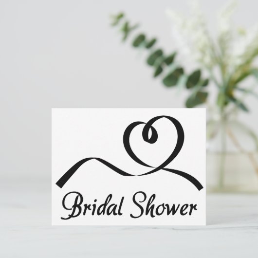 Zwart-wit bruids Douche Uitnodiging bruiloft (Staand voorkant)