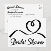Zwart-wit bruids Douche Uitnodiging bruiloft Briefkaart (Voorkant / Achterkant)