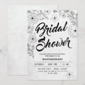 zwart-wit bruidsdoucheuitnodiging kaart (Voorkant / Achterkant)