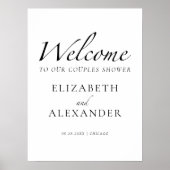 Zwart & Wit Bruidsfeest Borrel Welkom Bord Poster (Voorkant)