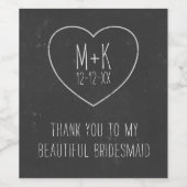 Zwart-wit bruidsfeest Dank u Wijnlabel Wijn Etiket (Enkel label)