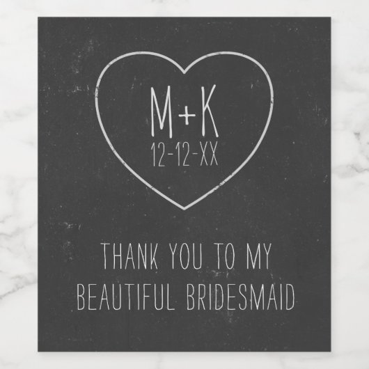 Zwart-wit bruidsfeest Dank u Wijnlabel Wijn Etiket (Enkel label)