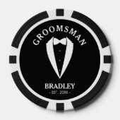 Zwart-wit bruidsjonker huwelijksfeest vrijgezellen poker chips (Voorkant)