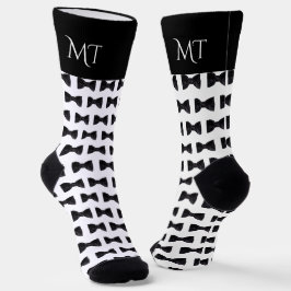 Zwart & Wit Bruidsjonkers Huwelijks Monogram Sokken