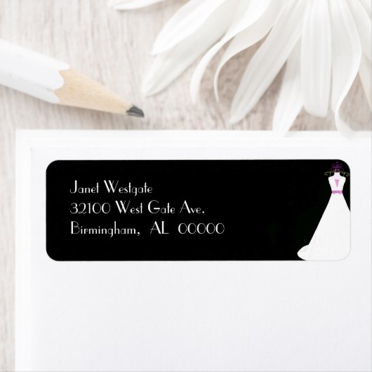 Zwart-wit bruidsjurk Adresetiketten Etiket (Insitu)