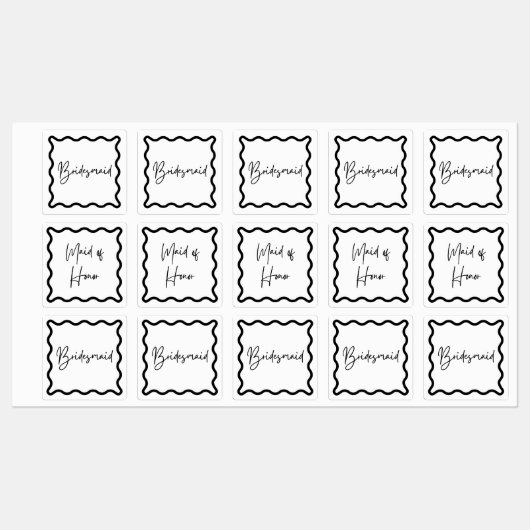 Zwart & Wit, bruidsmeisje & bruidsmeisje Labels (Vel)