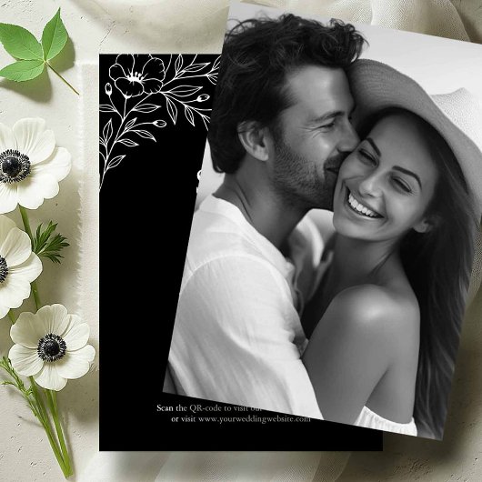 Zwart-wit bruiloft bewaar de data save the date