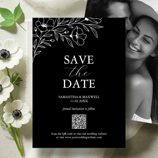 Zwart-wit bruiloft bewaar de data save the date