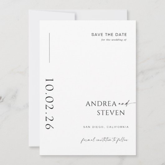 Zwart-wit bruiloft Bewaar de datumfoto Kaart (Voorkant)