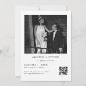 Zwart-wit bruiloft Bewaar de datumfoto Kaart (Achterkant)