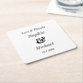 Zwart wit bruiloft bruid bruidegom kartonnen onderzetters (Schuin)