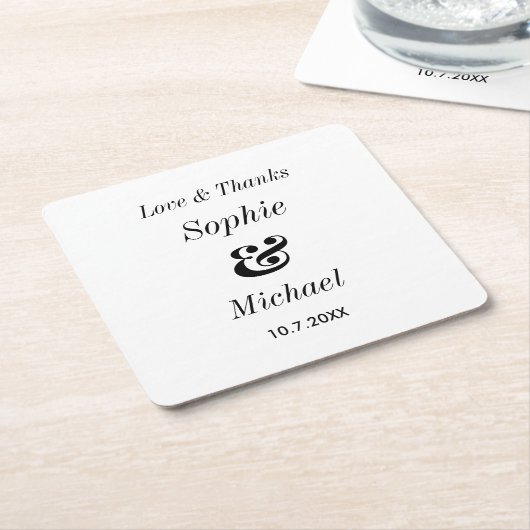 Zwart wit bruiloft bruid bruidegom kartonnen onderzetters (Schuin)