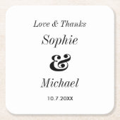 Zwart wit bruiloft bruid bruidegom kartonnen onderzetters (Voorkant)