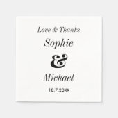 Zwart wit bruiloft bruid bruidegom papier servet (Voorkant)