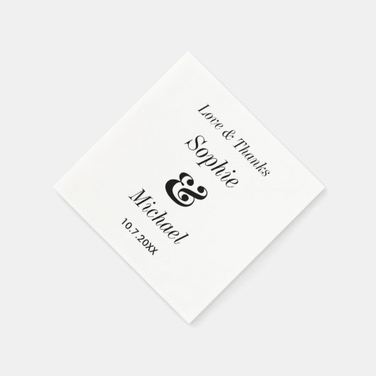 Zwart wit bruiloft bruid bruidegom papier servet (Hoek)