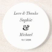 Zwart wit bruiloft bruid bruidegom zandsteen onderzetter (Voorkant)