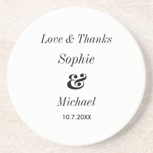 Zwart wit bruiloft bruid bruidegom zandsteen onderzetter (Voorkant)