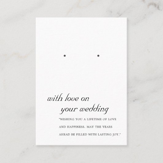 ZWART-WIT BRUILOFT CADEAU OORBEL DISPLAY KAART PLAATSKAARTJE (Voorkant)