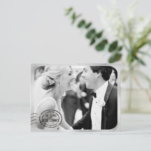 zwart wit bruiloft Dank u Briefkaart (Staand voorkant)